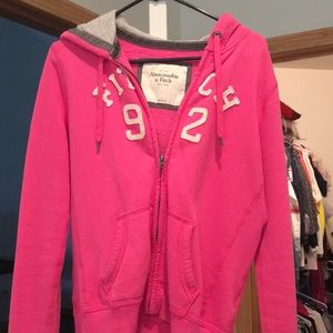 Pink, zip up hoodie. Abercrombie and Fitch